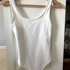 Double layer white seamless bodysuit